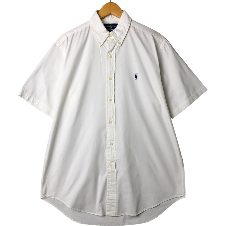 Ralph Lauren Classic Fit short sleeve button down shirt, men's size M cotton white type Vintage Second Hand