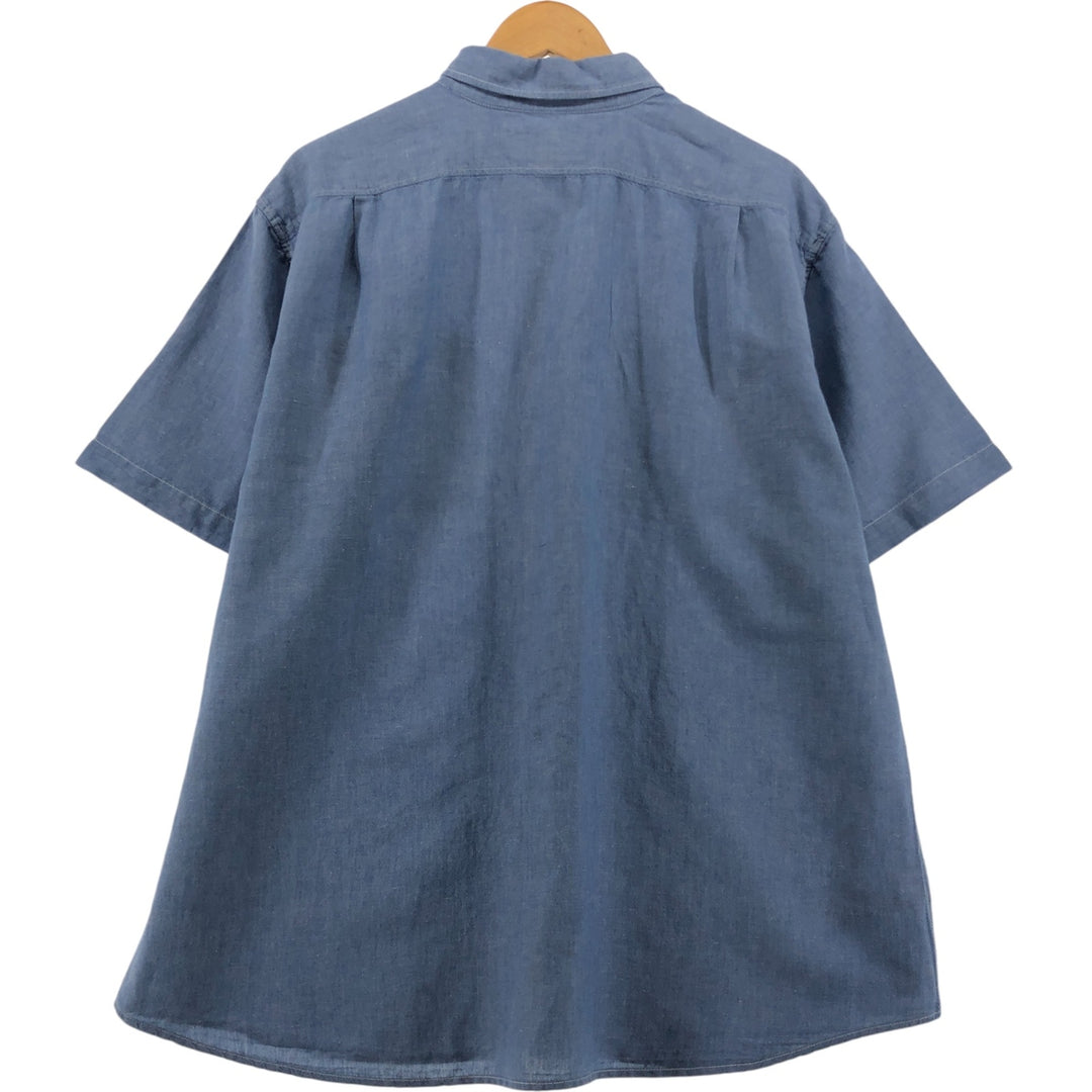 Eddie Bauer Relaxed Fit Short Sleeve Linen Shirt, Men's XL linen blue type Vintage Second Hand