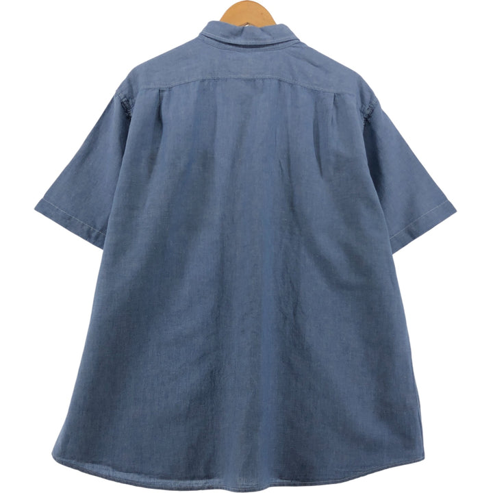 Eddie Bauer Relaxed Fit Short Sleeve Linen Shirt, Men's XL linen blue type Vintage Second Hand