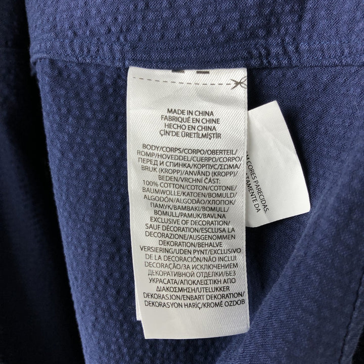 Ralph Lauren Slim Fit Seersucker Short Sleeve Button Down Shirt Men's XL cotton navy blue type Vintage Second Hand