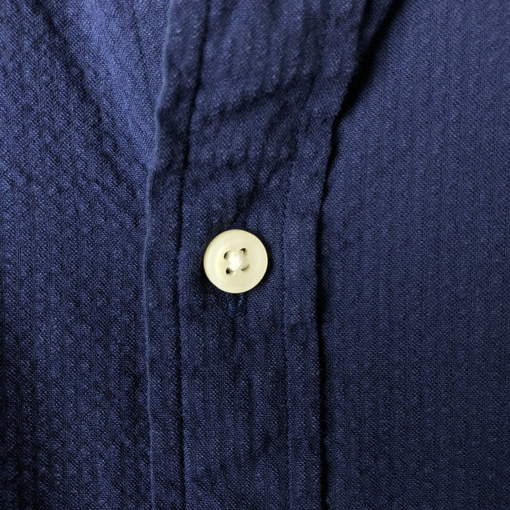 Ralph Lauren Slim Fit Seersucker Short Sleeve Button Down Shirt Men's XL cotton navy blue type Vintage Second Hand