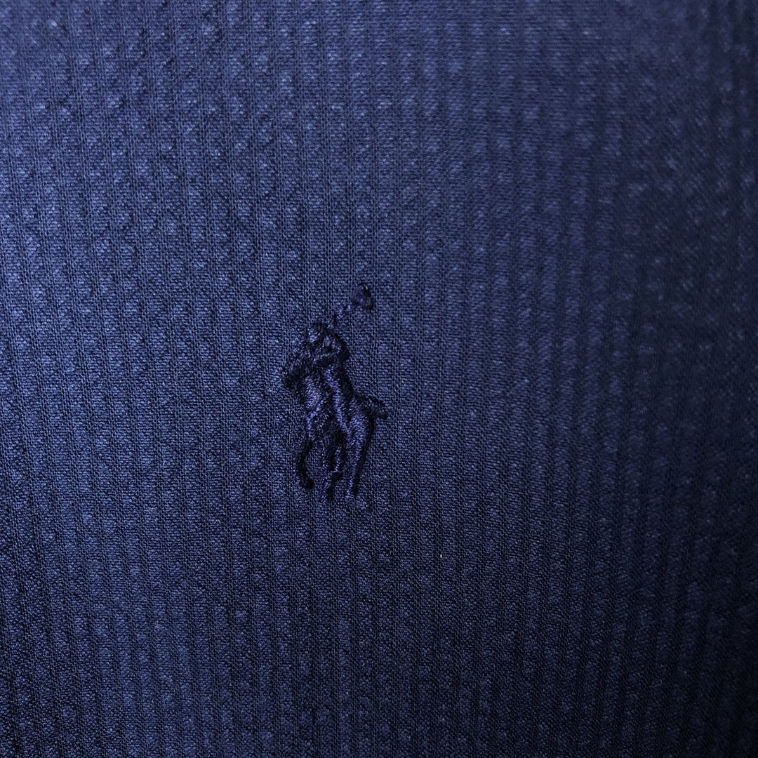 Ralph Lauren Slim Fit Seersucker Short Sleeve Button Down Shirt Men's XL cotton navy blue type Vintage Second Hand