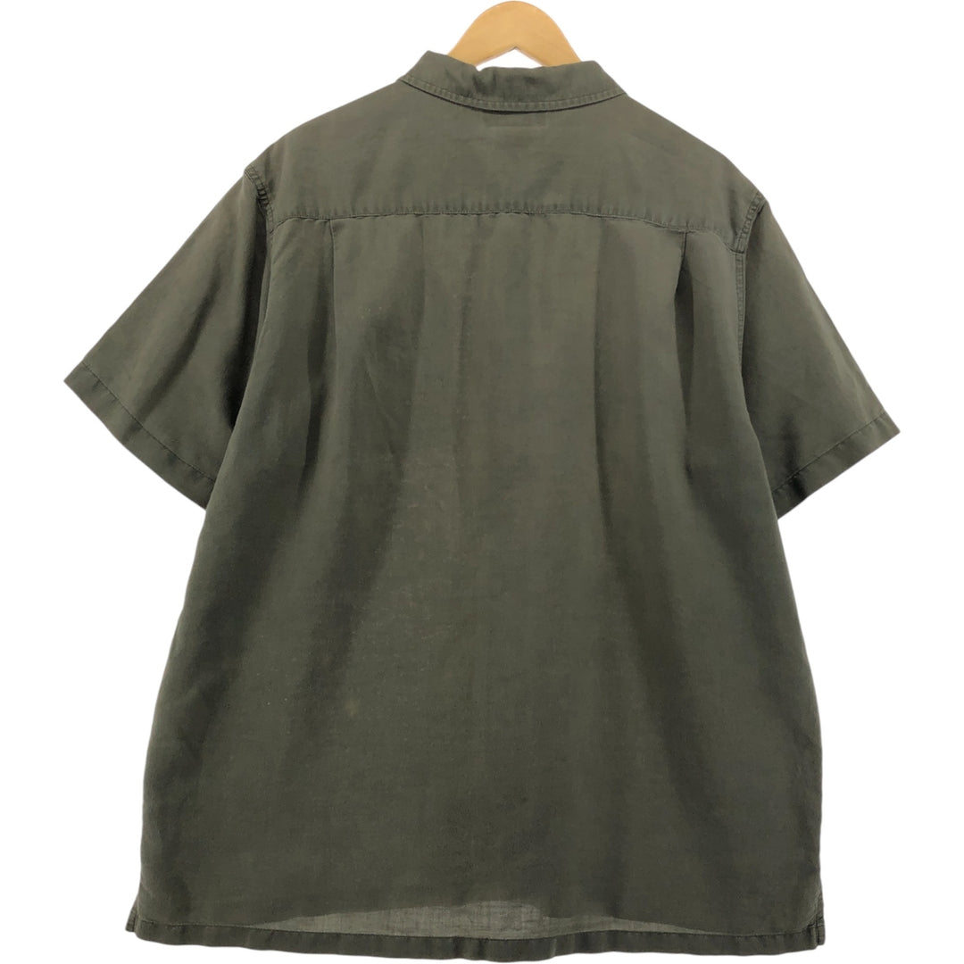 Columbia Short Sleeve Ramie x Cotton Shirt, Box Shirt, Men's XL Size Lamy green type Vintage Second Hand