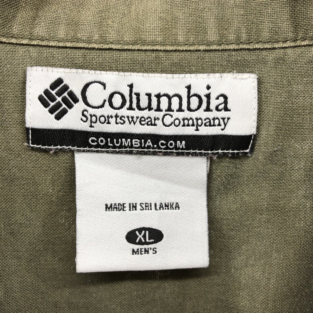 Columbia Short Sleeve Ramie x Cotton Shirt, Box Shirt, Men's XL Size Lamy green type Vintage Second Hand