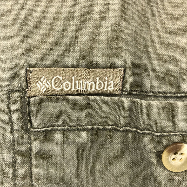 Columbia Short Sleeve Ramie x Cotton Shirt, Box Shirt, Men's XL Size Lamy green type Vintage Second Hand
