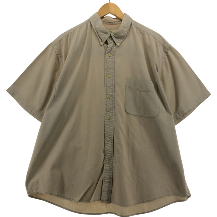 90'S Eddie Bauer short sleeve button down shirt, men's XL size, vintage cotton Beige type Vintage Second Hand