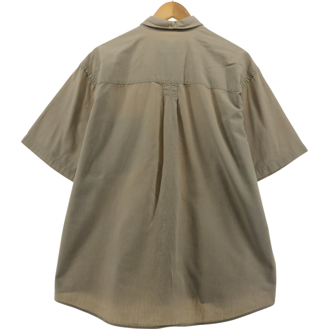 90'S Eddie Bauer short sleeve button down shirt, men's XL size, vintage cotton Beige type Vintage Second Hand