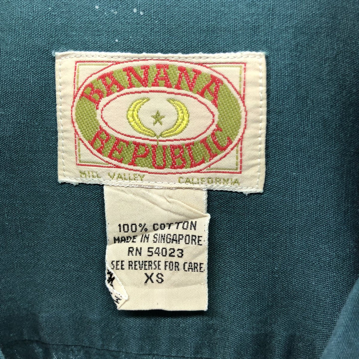 80'S Banana Republic BANANA REPUBLIC Short Sleeve Cotton Shirt Box Shirt Men's XS Vintage cotton green type Vintage Second Hand