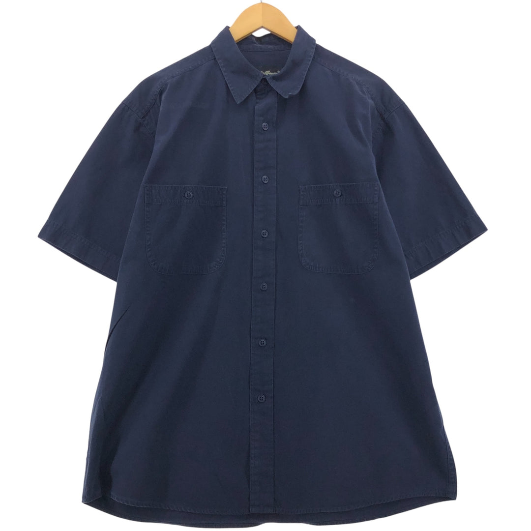 90'S Eddie Bauer short sleeve cotton shirt, men's size M, vintage cotton navy blue type Vintage Second Hand