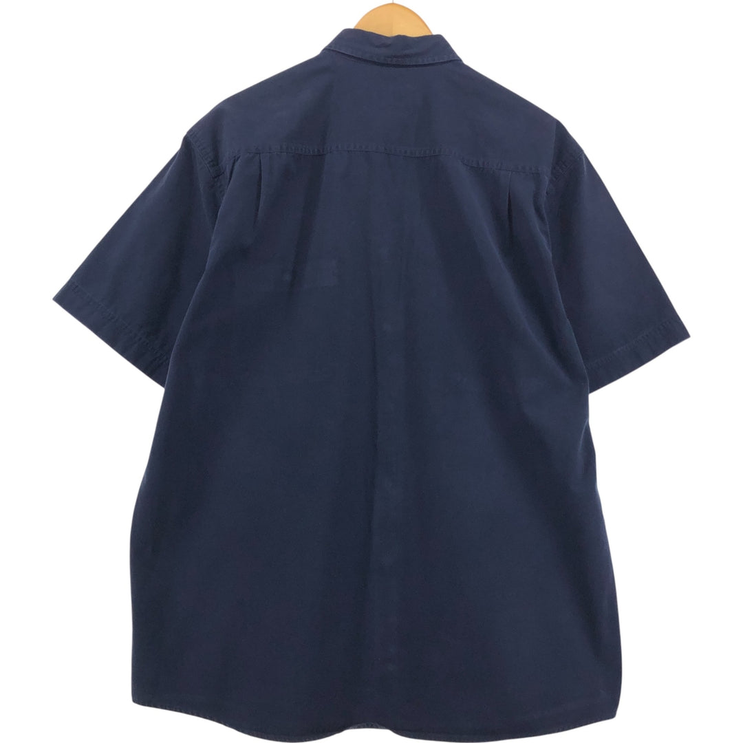 90'S Eddie Bauer short sleeve cotton shirt, men's size M, vintage cotton navy blue type Vintage Second Hand