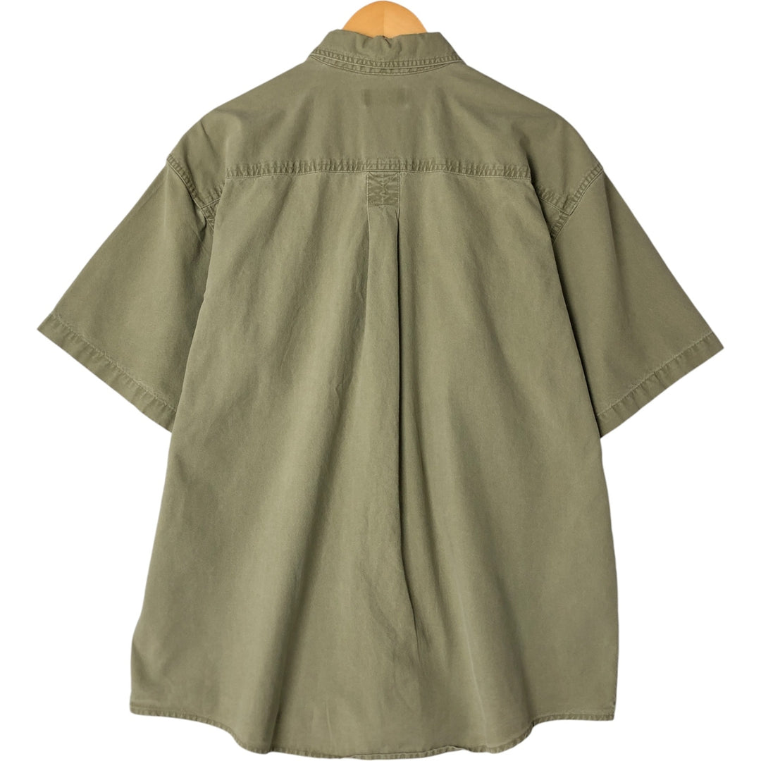 Vintage 1990'S LLBean short-sleeved cotton shirt, made in Canada, size L, men's cotton Khaki type sage green Vintage Second Hand