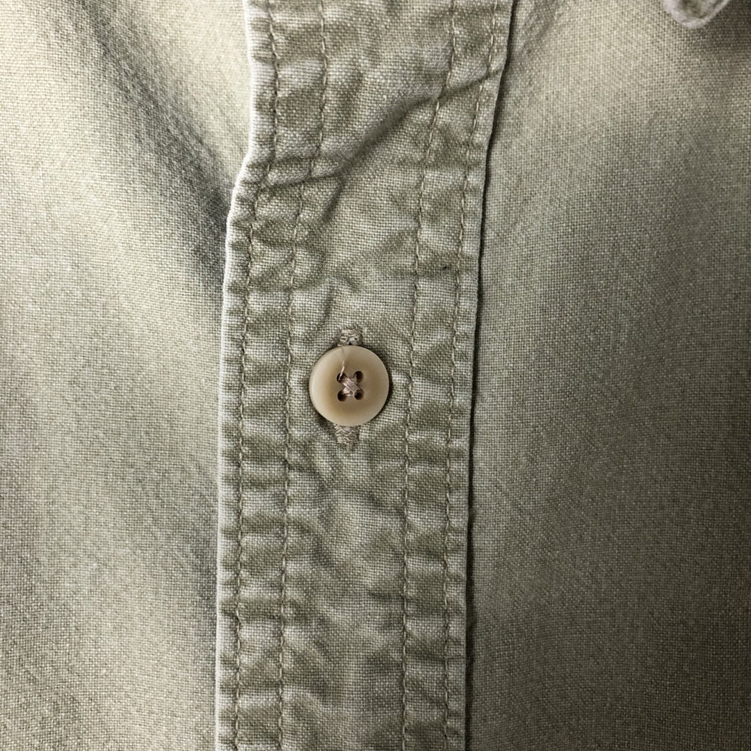 Vintage 1990'S LLBean short-sleeved cotton shirt, made in Canada, size L, men's cotton Khaki type sage green Vintage Second Hand
