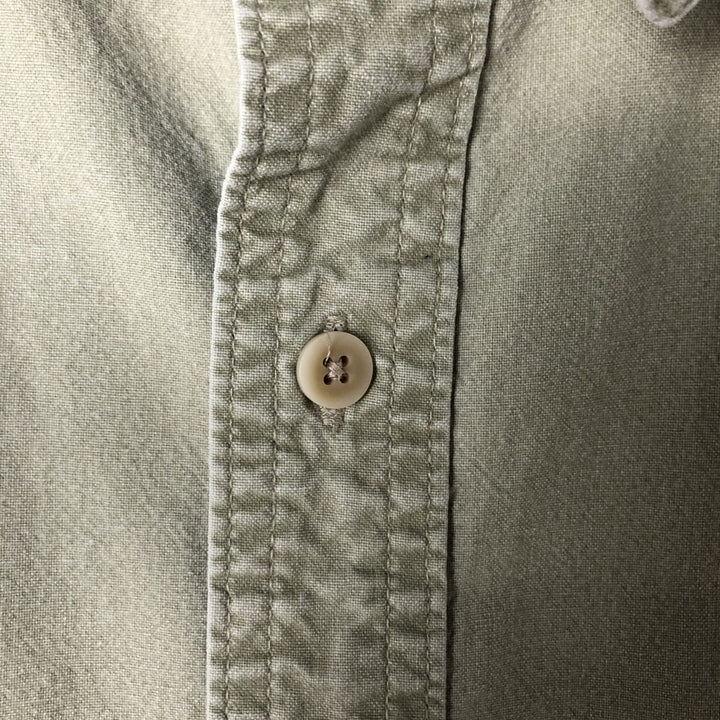 Vintage 1990'S LLBean short-sleeved cotton shirt, made in Canada, size L, men's cotton Khaki type sage green Vintage Second Hand