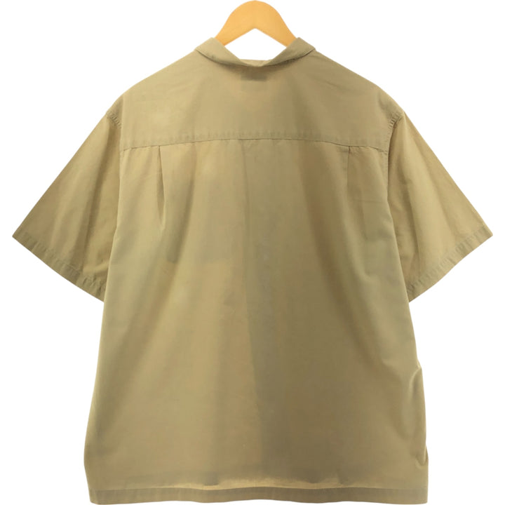 LLBean Short Sleeve Open Collar Cotton Shirt Box Shirt Men's Size L cotton Beige type Vintage Second Hand