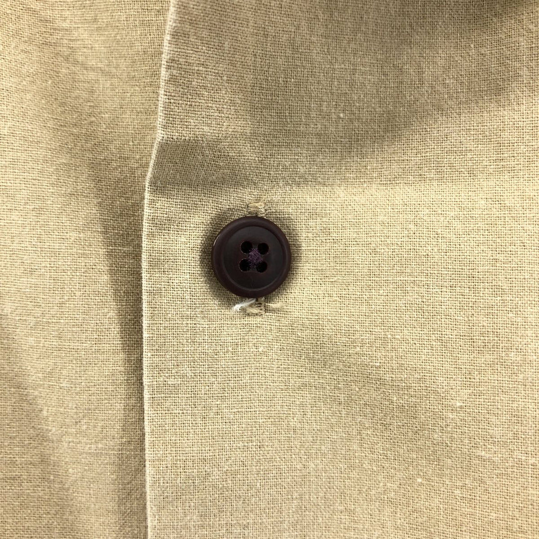 LLBean Short Sleeve Open Collar Cotton Shirt Box Shirt Men's Size L cotton Beige type Vintage Second Hand