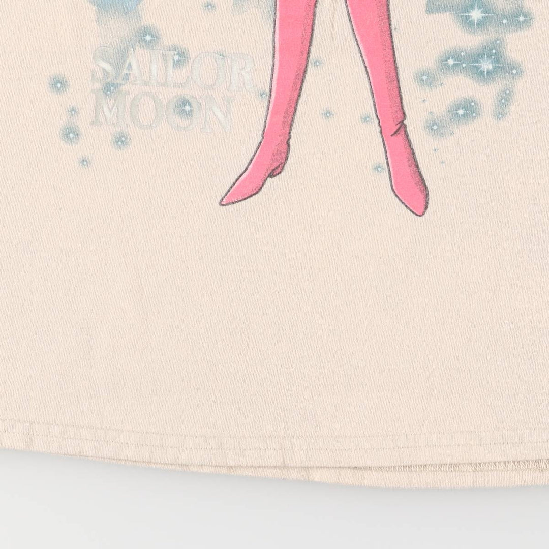SAILOR MOON Pretty Guardian Sailor Moon Tsukino Usagi Anime Character Print T-Shirt Men's L size unclear Beige type Vintage Second Hand