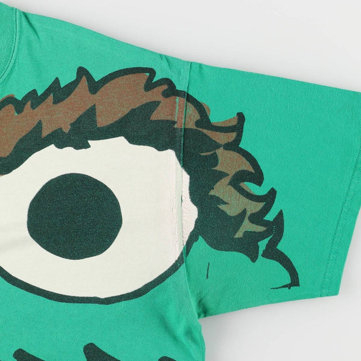 90'S Sesame Street Oscar Large Print Character Print T-Shirt Men's L Size Vintage cotton green type Vintage Second Hand