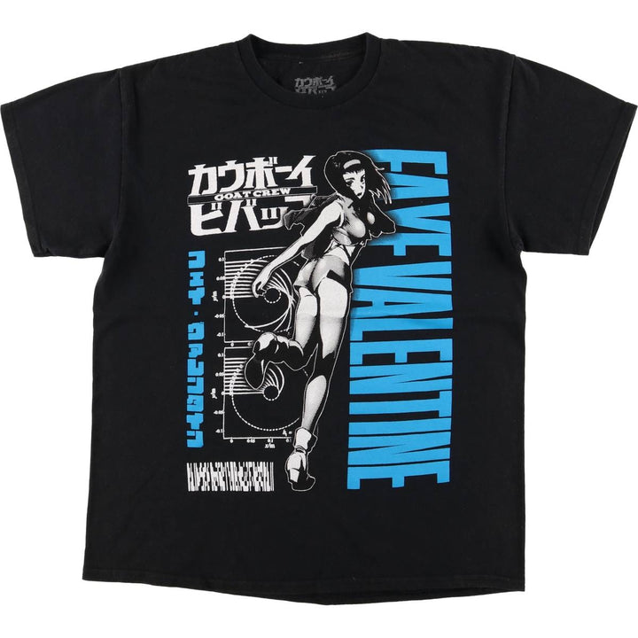 GOAT CREW COWBOY BEEBOP Cowboy Bebop Favorite Valentine Anime Character Print T-shirt Men's M size cotton black type Vintage Second Hand
