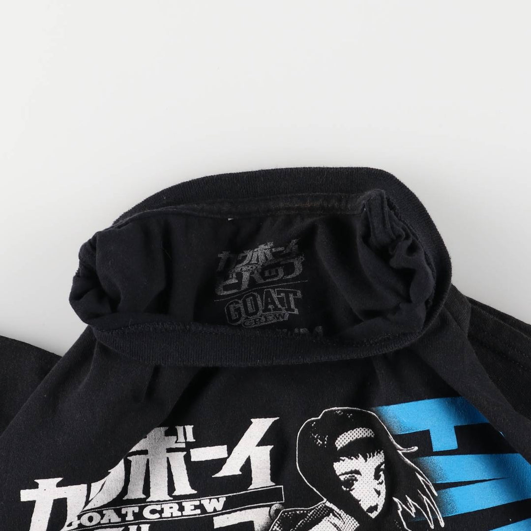 GOAT CREW COWBOY BEEBOP Cowboy Bebop Favorite Valentine Anime Character Print T-shirt Men's M size cotton black type Vintage Second Hand