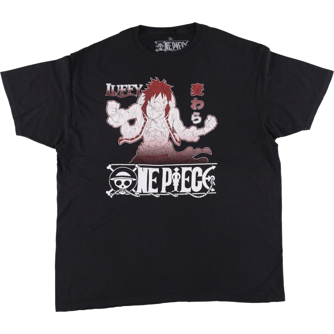 Ripple Junction ONE PIECE Monkey D Luffy Anime Character Print T-Shirt Men's XL cotton black type Vintage Second Hand