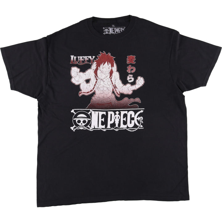 Ripple Junction ONE PIECE Monkey D Luffy Anime Character Print T-Shirt Men's XL cotton black type Vintage Second Hand