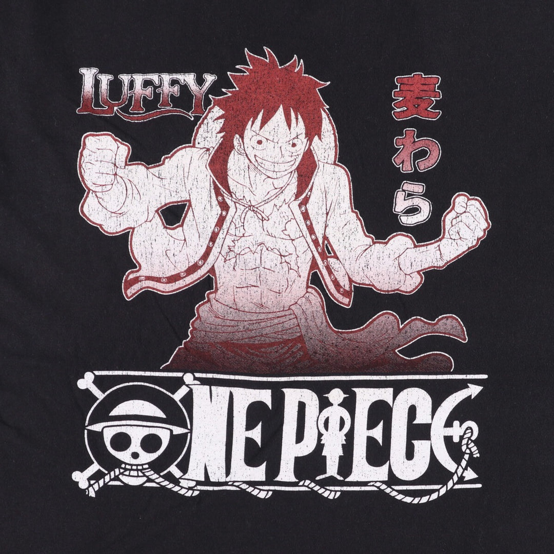 Ripple Junction ONE PIECE Monkey D Luffy Anime Character Print T-Shirt Men's XL cotton black type Vintage Second Hand