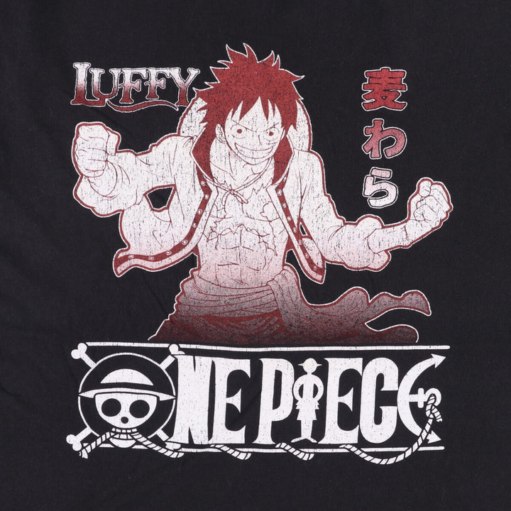 Ripple Junction ONE PIECE Monkey D Luffy Anime Character Print T-Shirt Men's XL cotton black type Vintage Second Hand