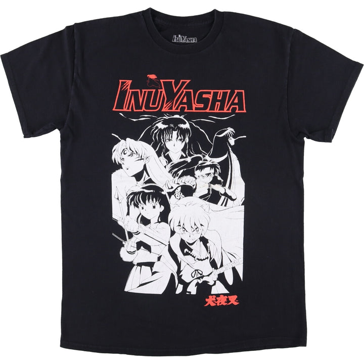 INUYASHA Inuyasha Anime Character Print T-Shirt Men's M Size cotton black type Vintage Second Hand