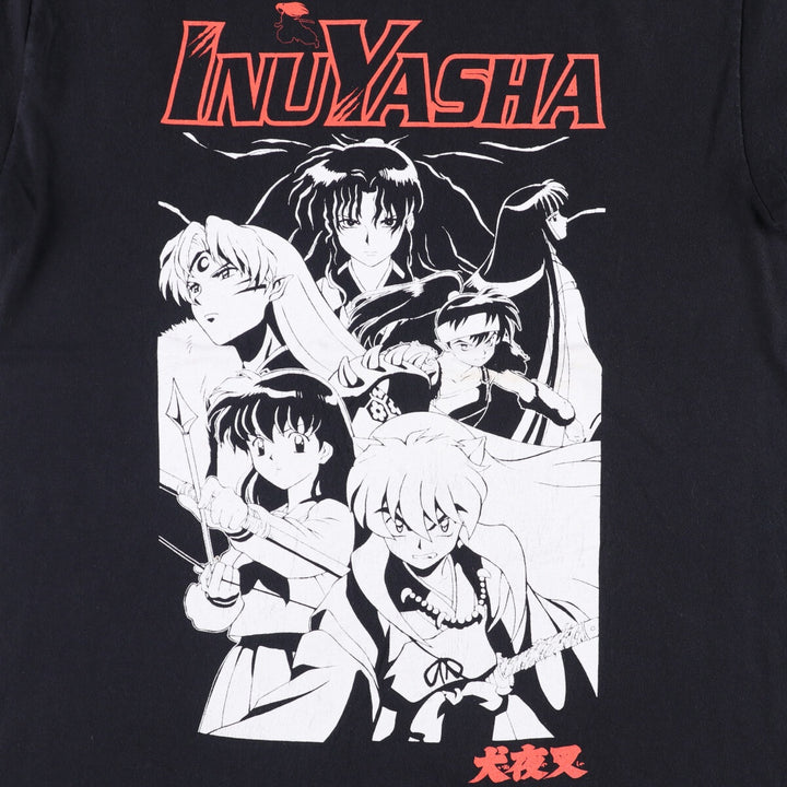 INUYASHA Inuyasha Anime Character Print T-Shirt Men's M Size cotton black type Vintage Second Hand