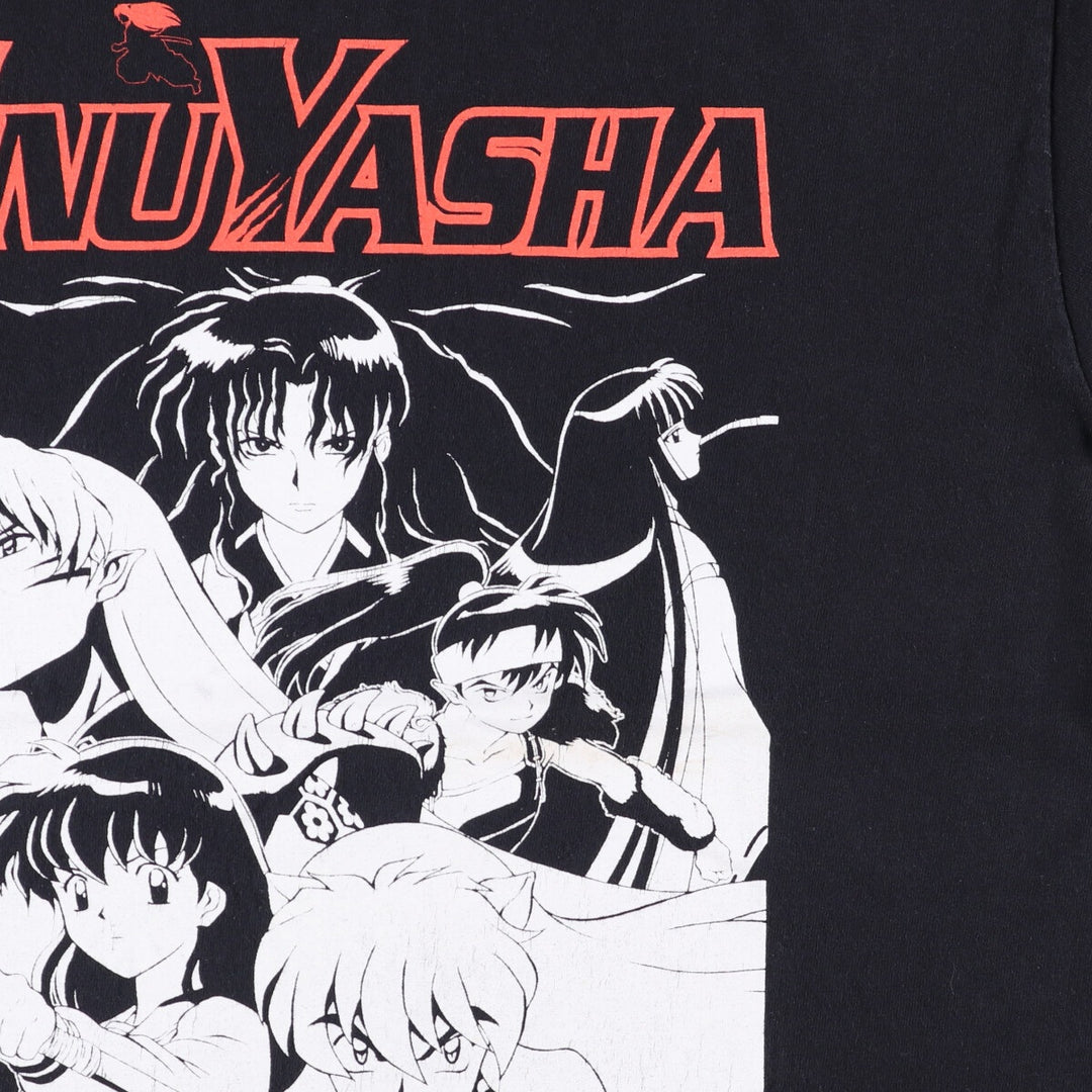 INUYASHA Inuyasha Anime Character Print T-Shirt Men's M Size cotton black type Vintage Second Hand