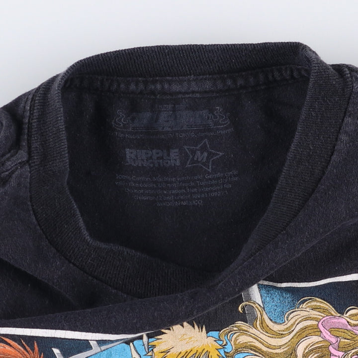 Ripple Junction RIPPLE JUNCTION BLEACH Anime Character Print T-shirt Men's M size cotton black type Vintage Second Hand
