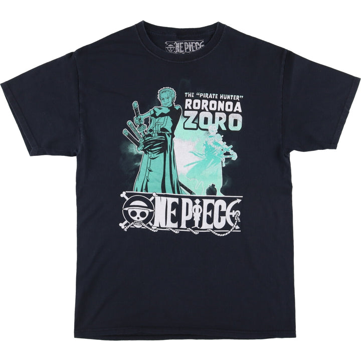 RIPPLE JUNCTION ONE PIECE Roronoa Zoro Anime Character Print T-Shirt Men's M cotton black type Vintage Second Hand