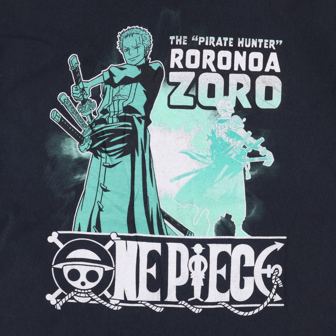 RIPPLE JUNCTION ONE PIECE Roronoa Zoro Anime Character Print T-Shirt Men's M cotton black type Vintage Second Hand