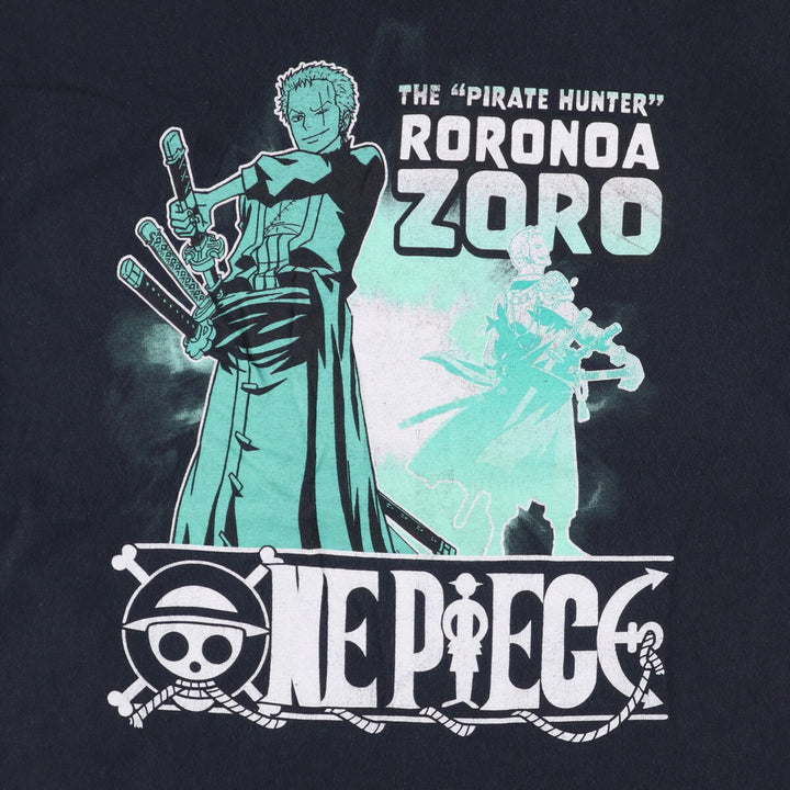 RIPPLE JUNCTION ONE PIECE Roronoa Zoro Anime Character Print T-Shirt Men's M cotton black type Vintage Second Hand