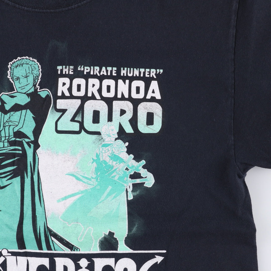 RIPPLE JUNCTION ONE PIECE Roronoa Zoro Anime Character Print T-Shirt Men's M cotton black type Vintage Second Hand