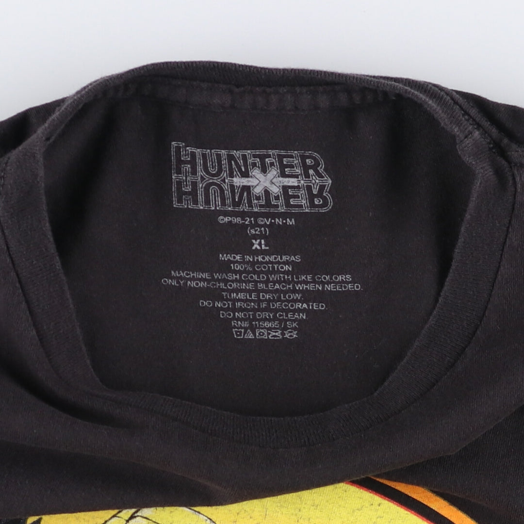 HUNTER HUNTAR Hunter x Hunter Anime Character Print T-shirt Men's XL size cotton black type Vintage Second Hand