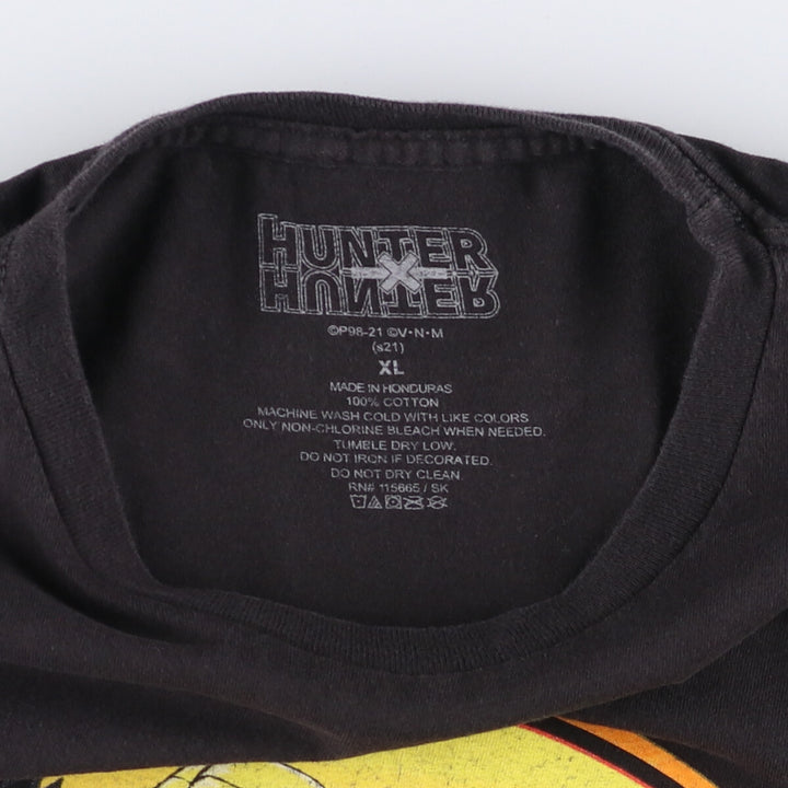 HUNTER HUNTAR Hunter x Hunter Anime Character Print T-shirt Men's XL size cotton black type Vintage Second Hand