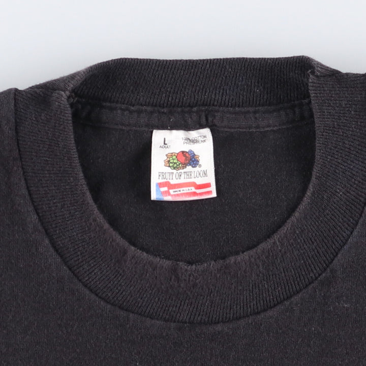 90'S Fruit of the Loom printed T-shirt, made in the USA, men's size L, vintage cotton black type Vintage Second Hand