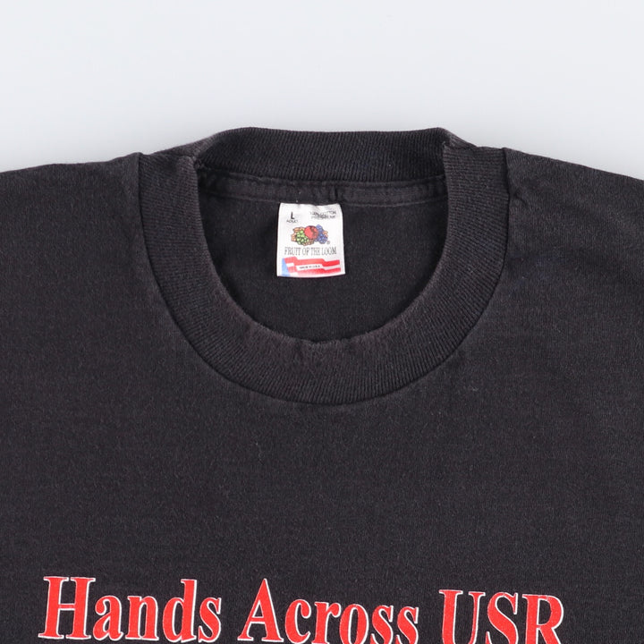 90'S Fruit of the Loom printed T-shirt, made in the USA, men's size L, vintage cotton black type Vintage Second Hand