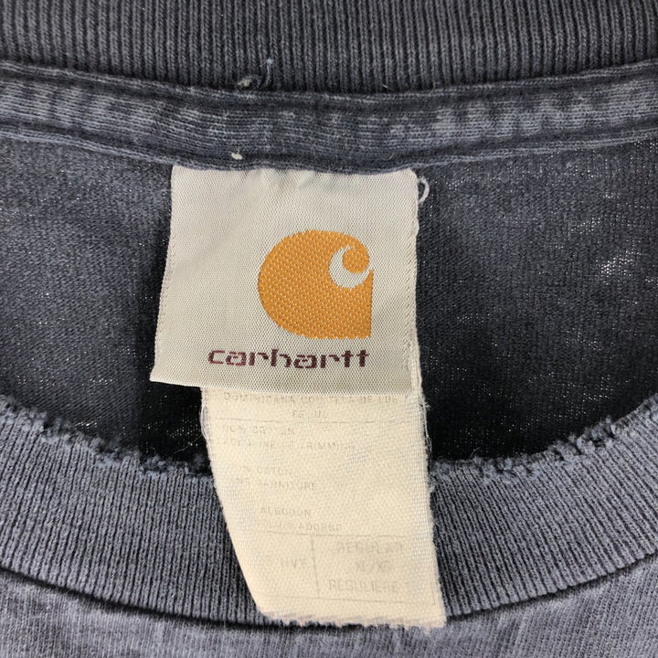 Carhartt Plain Pocket Long T-Shirt, Men's XL Size cotton navy blue type Vintage Second Hand