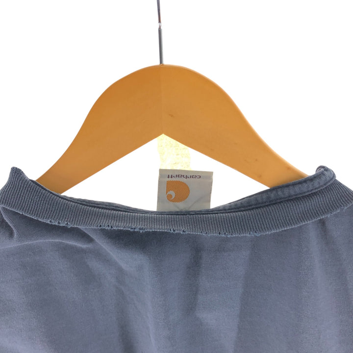 Carhartt Plain Pocket Long T-Shirt, Men's XL Size cotton navy blue type Vintage Second Hand