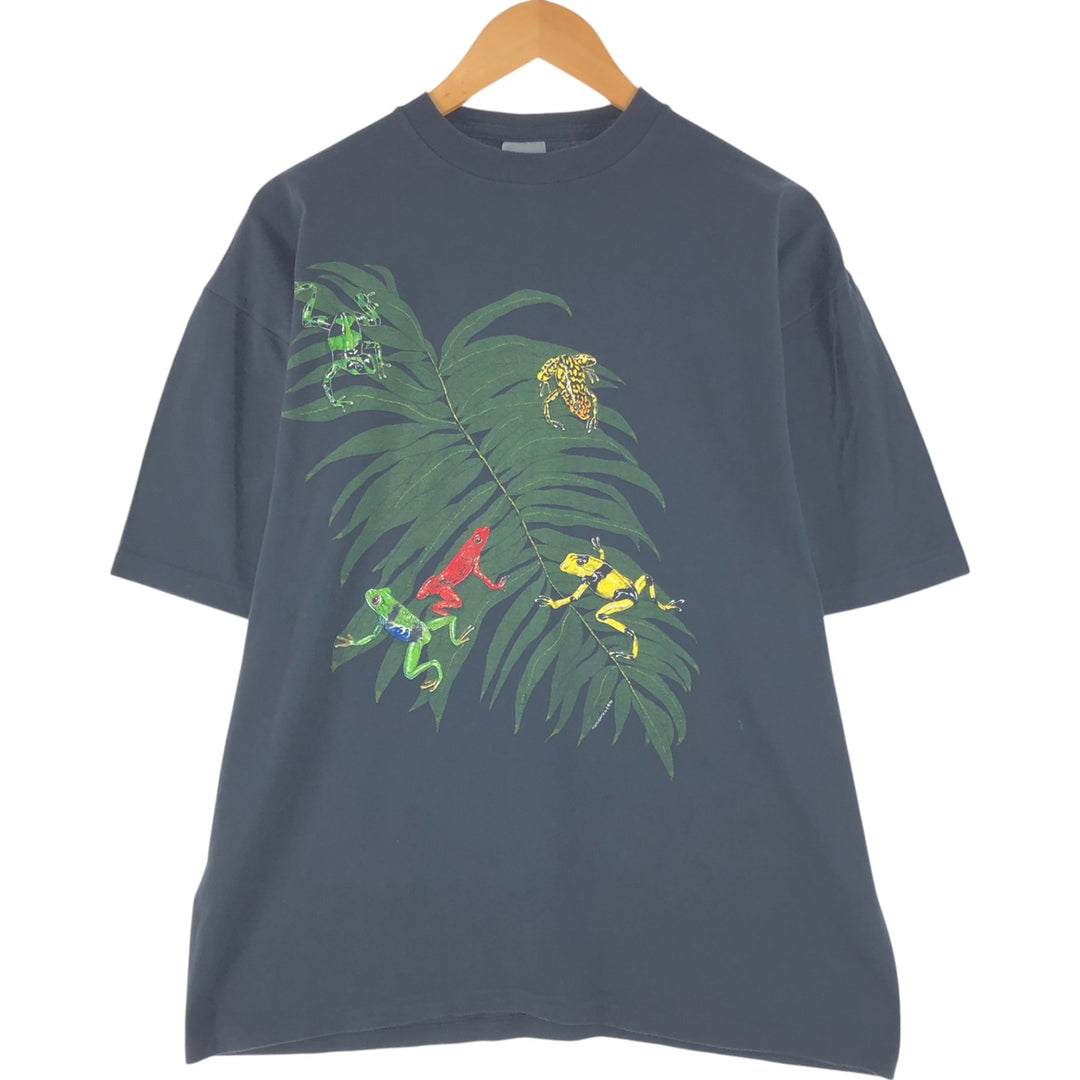 Vintage 90'S Harlequin Animal Pattern Frog Pattern Animal T-Shirt, Men's Size XL cotton black type Vintage Second Hand