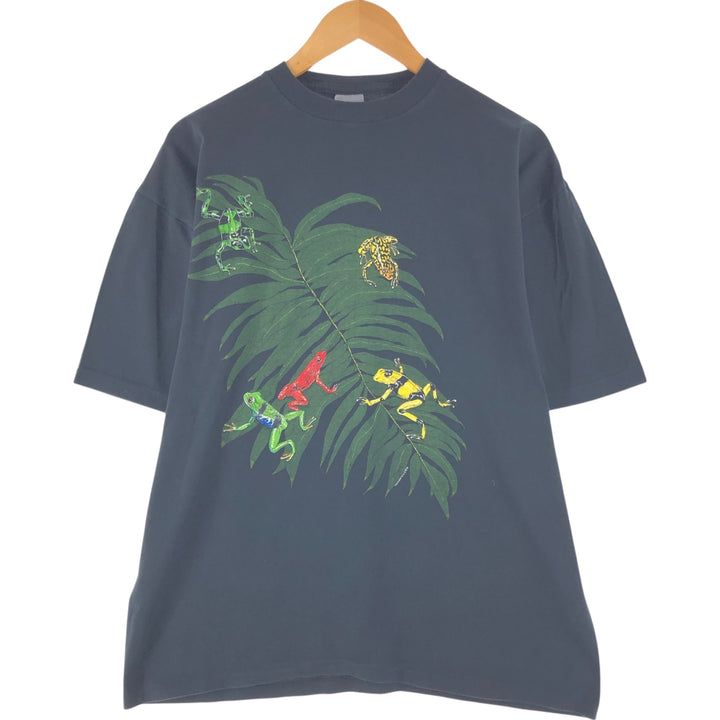 Vintage 90'S Harlequin Animal Pattern Frog Pattern Animal T-Shirt, Men's Size XL cotton black type Vintage Second Hand