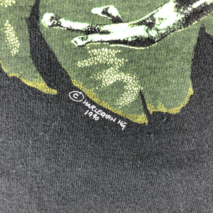 Vintage 90'S Harlequin Animal Pattern Frog Pattern Animal T-Shirt, Men's Size XL cotton black type Vintage Second Hand