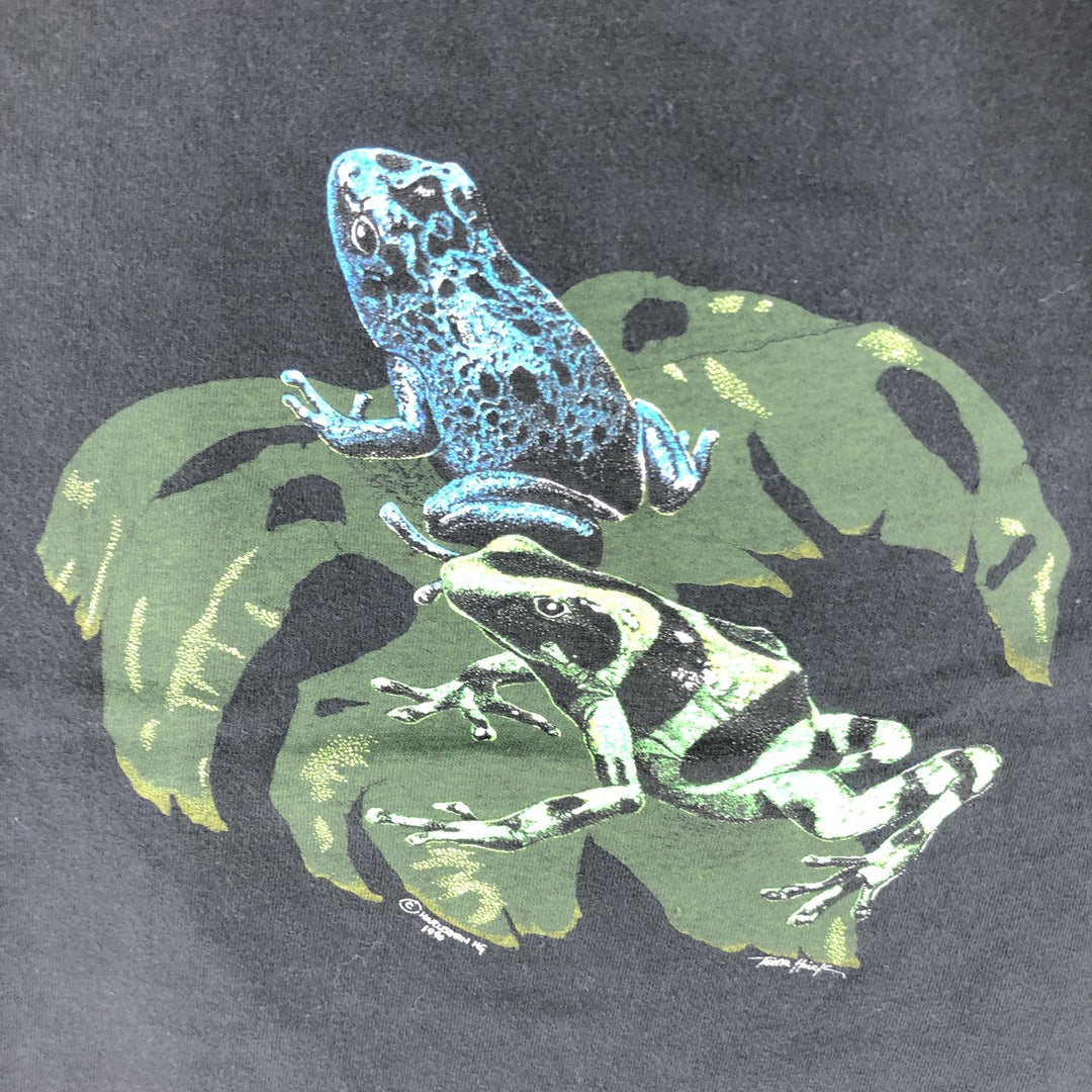 Vintage 90'S Harlequin Animal Pattern Frog Pattern Animal T-Shirt, Men's Size XL cotton black type Vintage Second Hand