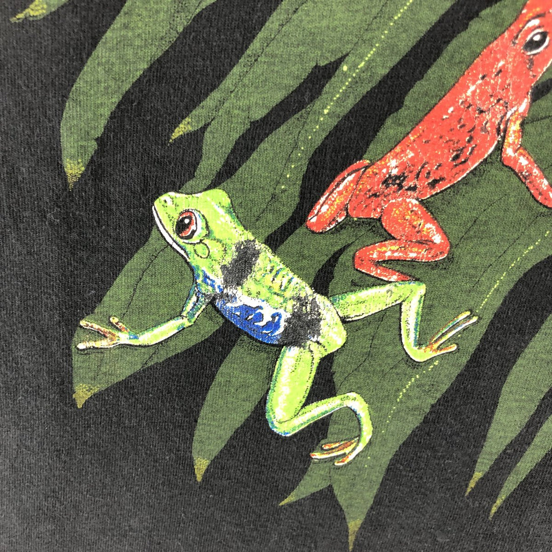 Vintage 90'S Harlequin Animal Pattern Frog Pattern Animal T-Shirt, Men's Size XL cotton black type Vintage Second Hand