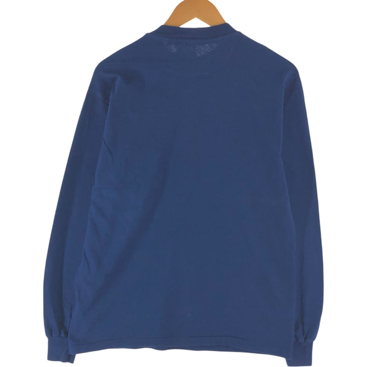 Vintage 1980'S Hanes BEEFY-T Blue Tag Mock Neck Long Sleeve T-Shirt, Made in USA, Men's Size L cotton navy blue type Vintage Second Hand
