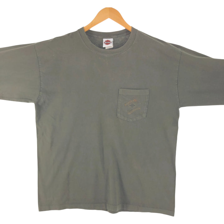00'S Harley-Davidson Long Sleeve T-Shirt Made in USA Men's XL cotton Khaki type Vintage Second Hand