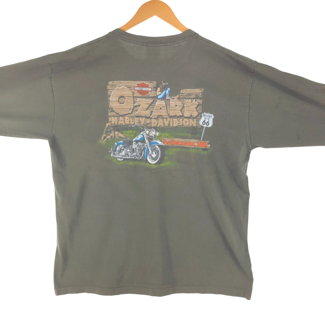00'S Harley-Davidson Long Sleeve T-Shirt Made in USA Men's XL cotton Khaki type Vintage Second Hand