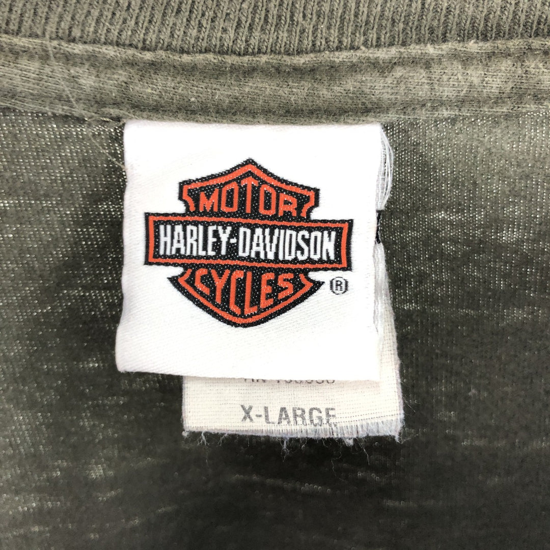 00'S Harley-Davidson Long Sleeve T-Shirt Made in USA Men's XL cotton Khaki type Vintage Second Hand